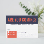 RSVP RÉPONSE fun bold block marine rouge orange (Debout devant)