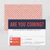 RSVP RÉPONSE fun bold block marine rouge orange (Devant / Derrière)