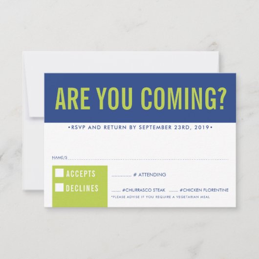 RSVP RÉPONSE fun bold block royal blue lime (Devant)