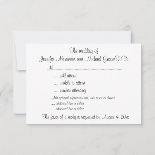 RSVP Réponse Invité Coquilles de fermeture, Plumer (Dos)