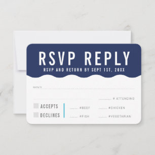 RSVP réponse moderne bleu marine vague gras