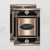 RSVP Réponse Partie Art Déco Café Noir (Devant / Derrière)