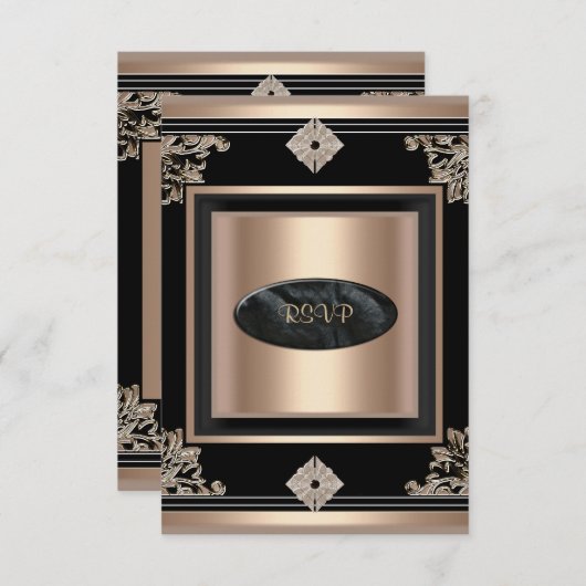RSVP Réponse Partie Art Déco Café Noir (Devant / Derrière)