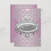 RSVP Réponse Partie Rose Diamant Blanc (Devant / Derrière)