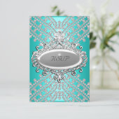 RSVP Réponse Partie Turquoise Bleu Blanc Diamant (Debout devant)