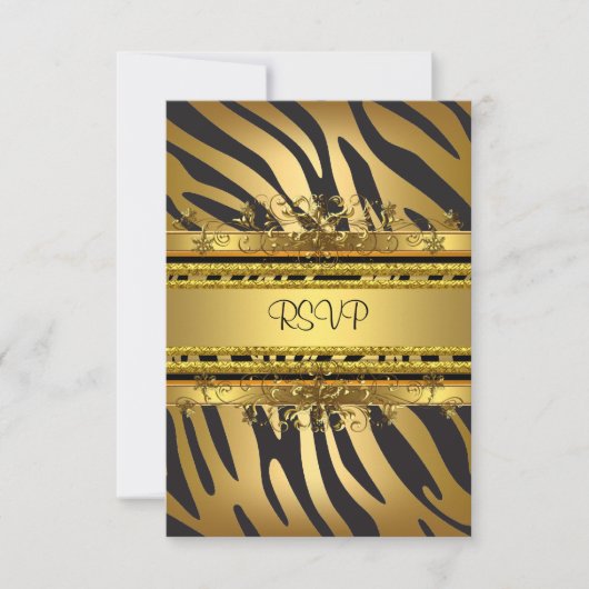 RSVP Réponse Party Zebra Gold Black (Devant)