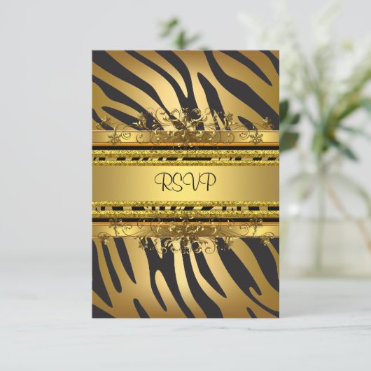 RSVP Réponse Party Zebra Gold Black (Debout devant)