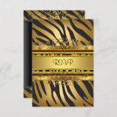 RSVP Réponse Party Zebra Gold Black (Devant / Derrière)