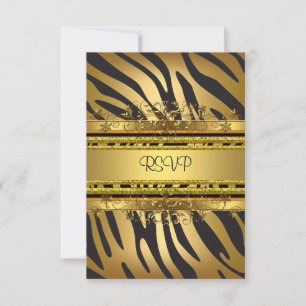 RSVP Réponse Party Zebra Gold Black