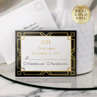 RSVP Respons Art Deco Classic Zwart Goud Briefkaar