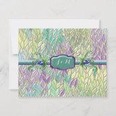 RSVP Respons Art Deco Peacock Feathers Script Art Kaartje (Achterkant)