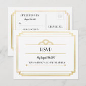 RSVP Respons Huwelijk Briefkaart Art Deco Gold (Voorkant / Achterkant)