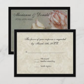 RSVP-respons, impressionist roze roze rozen RSVP Kaartje (Voorkant / Achterkant)