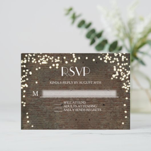 RSVP Respons Industriële Chic Brick String Lichten (Staand voorkant)