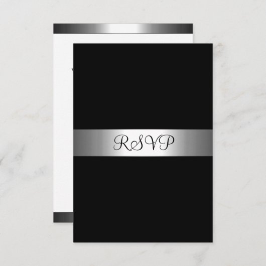 RSVP Respons Kaart Black Silver All Events (Voorkant / Achterkant)