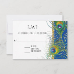 RSVP Respons Kaart Peacock Feathers Indian Wedding
