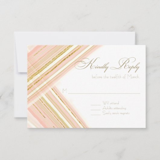 RSVP respons Moderne lijnen Art Deco Faux Gold Kaartje (Voorkant)