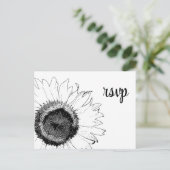 RSVP-respons op Black and White Sunflower Wedding Uitnodiging Briefkaart (Staand voorkant)