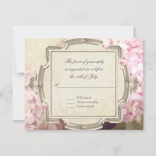 RSVP Respons Parisian Hydrangea Manor Kaartje (Voorkant)