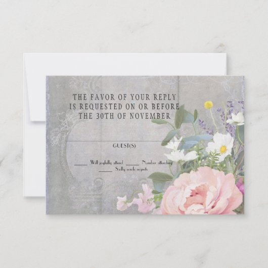 RSVP Respons Rustic Painted Floral Peony (Voorkant)