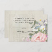 RSVP Respons  Rustic Shiplap Floral Peony (Voorkant / Achterkant)