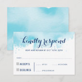 RSVP RESPONSE Blauwe waterverf Volwassen maaltijde (Voorkant / Achterkant)