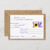 RSVP Response Burlap en Sunflower Paars (Voorkant / Achterkant)