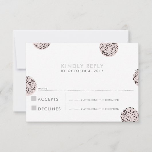 RSVP RESPONSE chic minimalistische mini dot roze Kaartje (Voorkant)