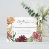 RSVP Response Herfst Chrysanthemum Blush Rozen Kaart (Staand voorkant)