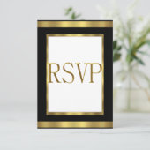 RSVP Response Kaart Black Gold White All Events (Staand voorkant)