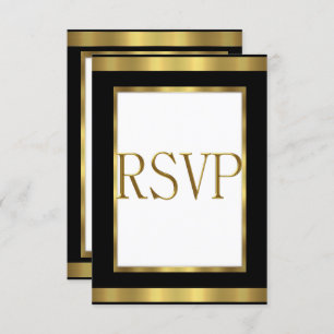 RSVP Response Kaart Black Gold White All Events
