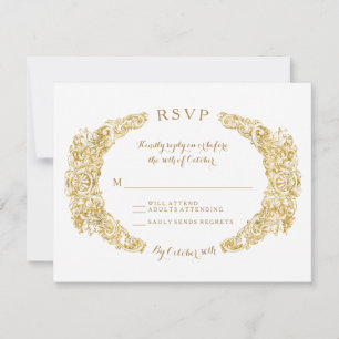 RSVP Response Kaart gegraveerd Floral Acanthus Lea