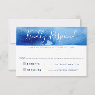RSVP RESPONSE KAART smart blue waterverf