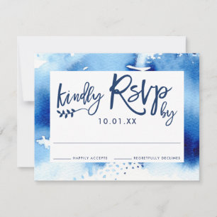 RSVP RESPONSE KAART stijlvolle marineblauwe waterv