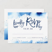 RSVP RESPONSE KAART stijlvolle marineblauwe waterv (Voorkant / Achterkant)