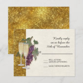 RSVP Response Kaart wijnthema Champagne Modern (Voorkant / Achterkant)