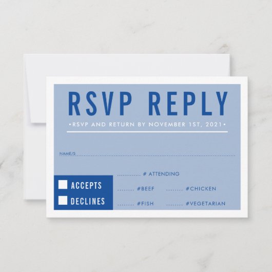 RSVP RESPONSE modern blok koninklijk blauw (Voorkant)