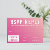 RSVP RESPONSE modern helder roze verloop Kaartje (Staand voorkant)