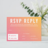 RSVP RESPONSE modern roze geel verloop Kaartje (Staand voorkant)