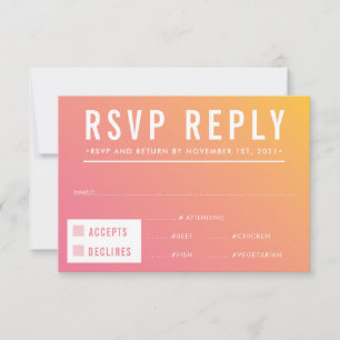 RSVP RESPONSE modern roze geel verloop Kaartje