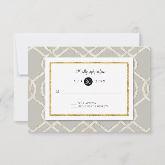 RSVP Response Modern Trellis Lattice Pattern Gold (Voorkant)