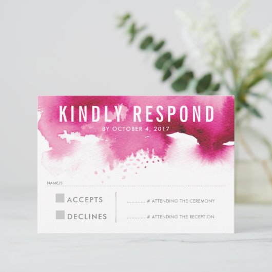 RSVP RESPONSE RESPONSE modern waterverf splash roz (Staand voorkant)