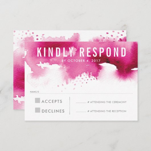 RSVP RESPONSE RESPONSE modern waterverf splash roz (Voorkant / Achterkant)