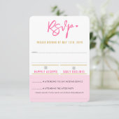 RSVP RETOUR mignon joli coeur rose blanc or (Debout devant)