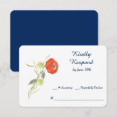 RSVP Rode Ranuculus Flower Wedding (Voorkant / Achterkant)