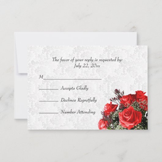 RSVP Rode Rose Bloemen Bruiloft (Achterkant)