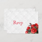 RSVP Rode Rose Bloemen Bruiloft (Voorkant / Achterkant)
