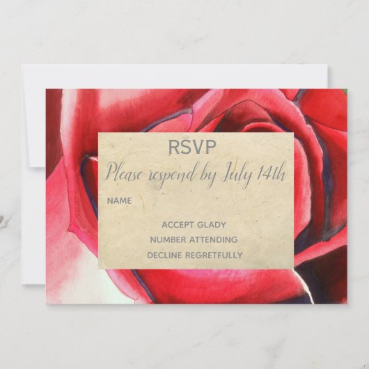 RSVP Rode rozenbloem Rustisch Kaart (Voorkant)