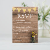 RSVP: Roeustige zonnebloem en ringham bruiloft RSVP Kaartje (Staand voorkant)