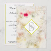 *~ RSVP Romantieke Vintage AR26 QR Bloemige Trouwd Kaart (Voorkant / Achterkant)